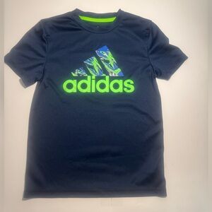 Adidas Kids Navy and Neon Green T-Shirt